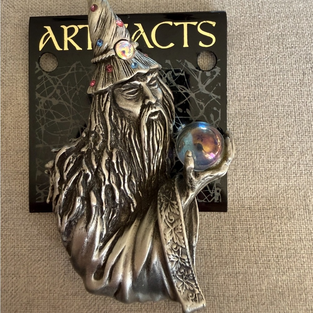 NWT Vintage JJ Jonette Merlin the wizard pewter brooch pin